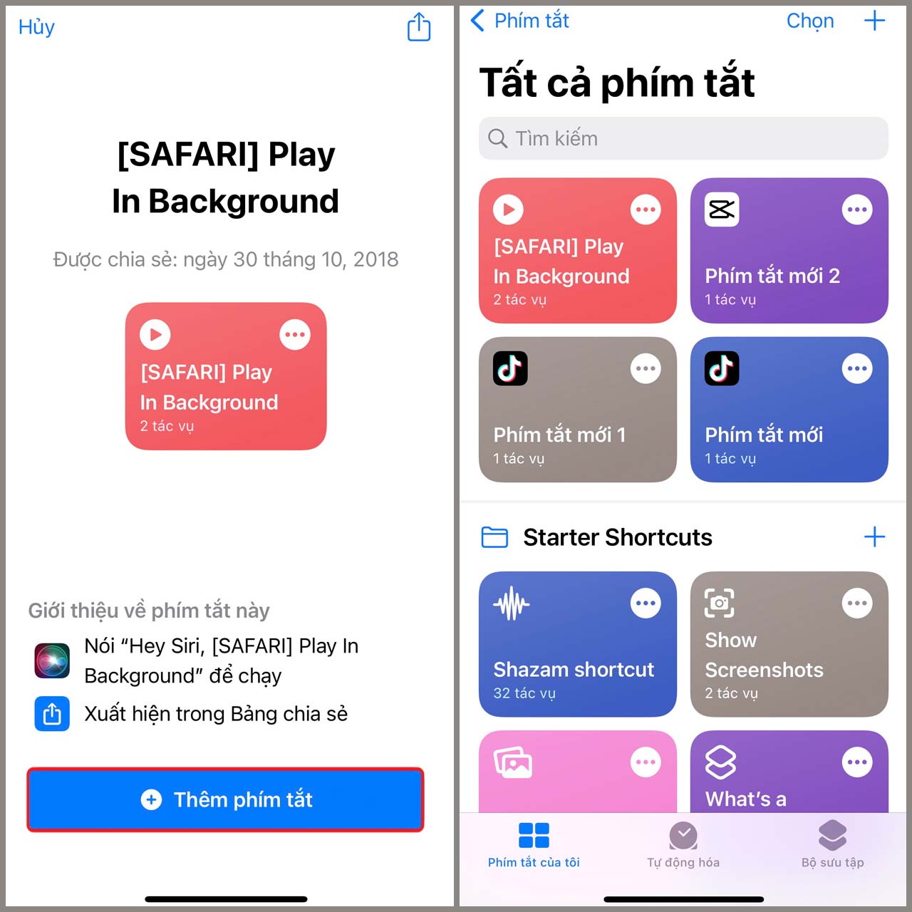 Tải Shortcuts Safari