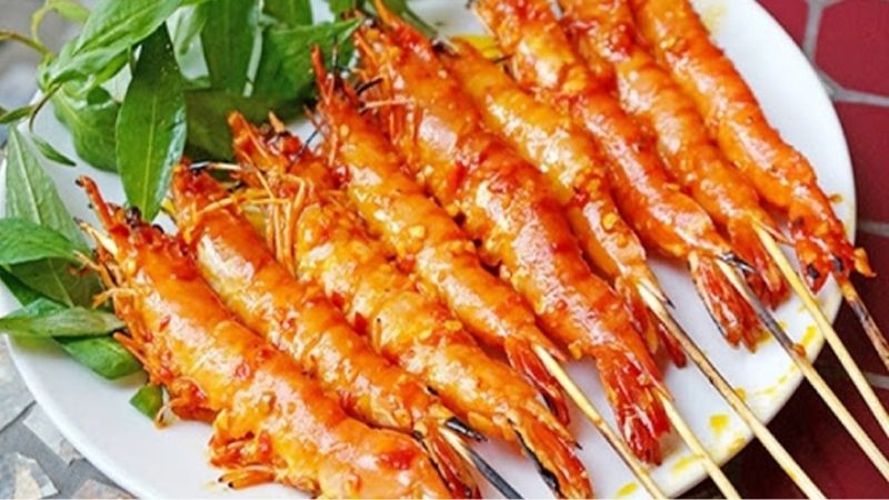 Grilled shrimp with chili salt
