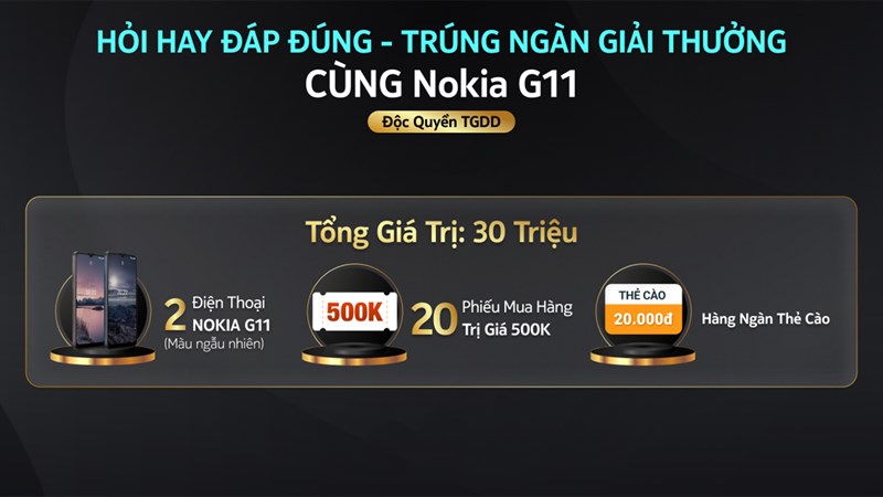 Thử tài chơi game, đi tìm đáp án: Cơ hội trúng Nokia G11, quà hấp dẫn