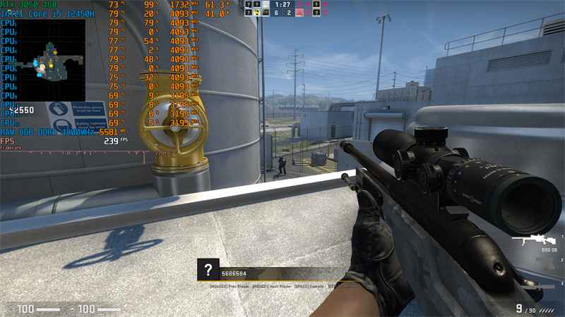 Counter-strike: Global Offensive với thiết đặt đồ họa cao có số khung hình dao động khoảng 211-239 FPS 