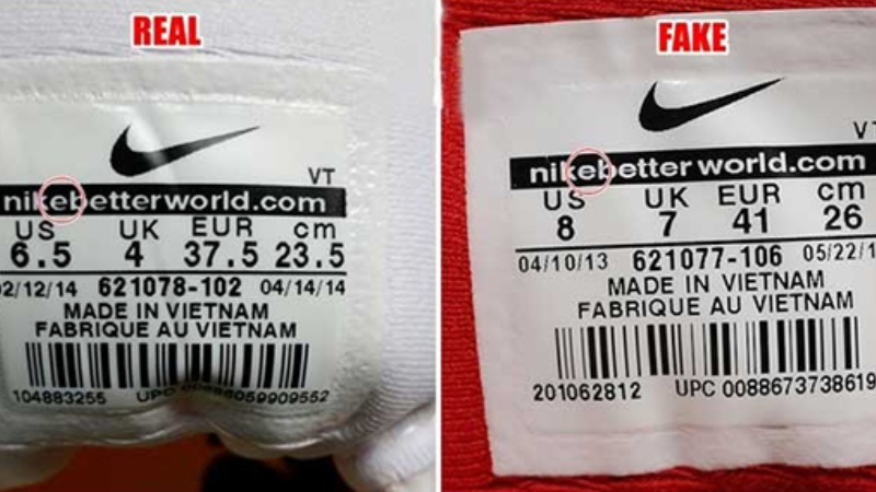 Cách nhận biết giày Nike real và fake qua tem giày