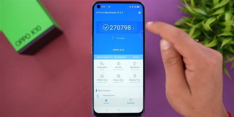 Điểm AnTuTu Benchmark của OPPO K10. Nguồn: Tech Unboxing. Điểm AnTuTu Benchmark của OPPO K10. Nguồn: Tech Unboxing.