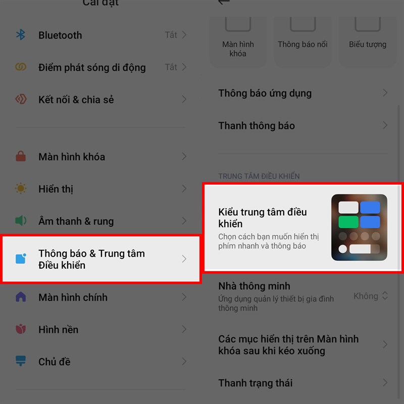 Quay về trung tâm thông báo cũ trên Xiaomi Redmi 10C