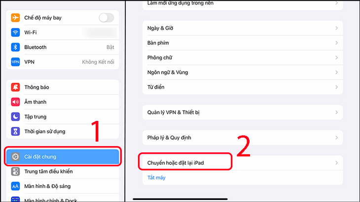 Đặt lại cài đặt mạng trên iPad hệ điều hành iOS 15 trở lên.