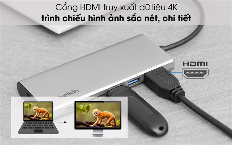Bạn có thể dùng đến 6 cổng một lúc mà chỉ tốn 1 cổng USB Type-C trên laptop mà thôi
