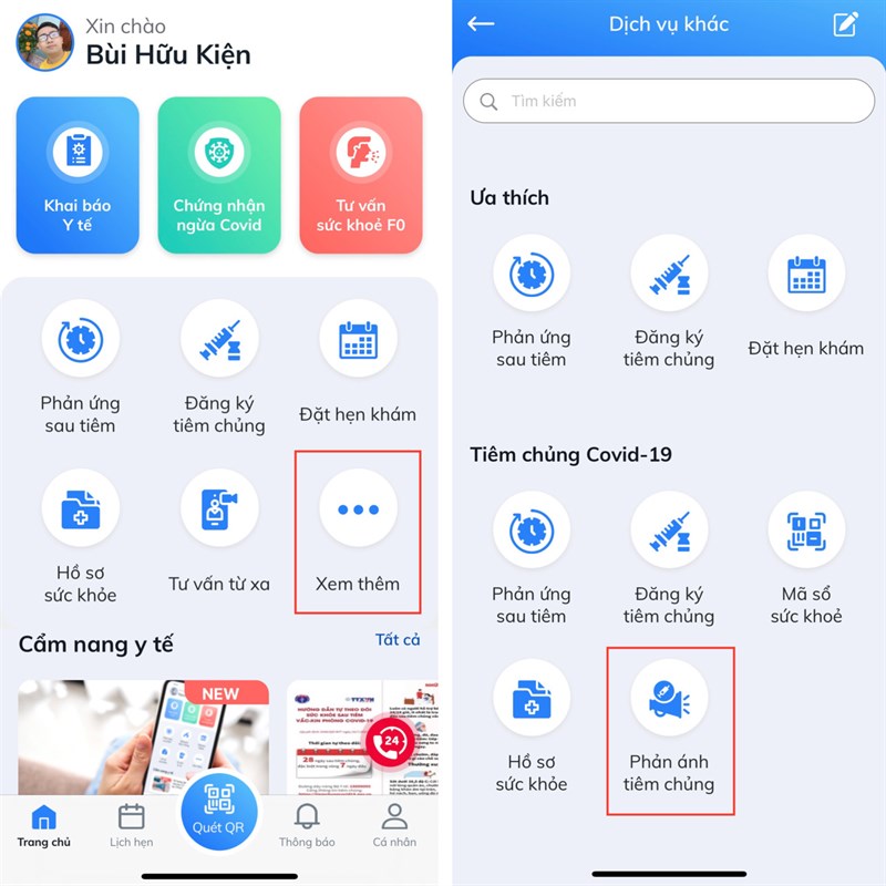 Cách phản ánh tiêm chủng COVID-19 trên Sổ sức khoẻ điện tử