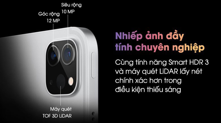 Máy tính bảng iPad Pro M1 11 inch WiFi Cellular 2TB (2021) sở hữu camera sắc nét, hình ảnh chân thực