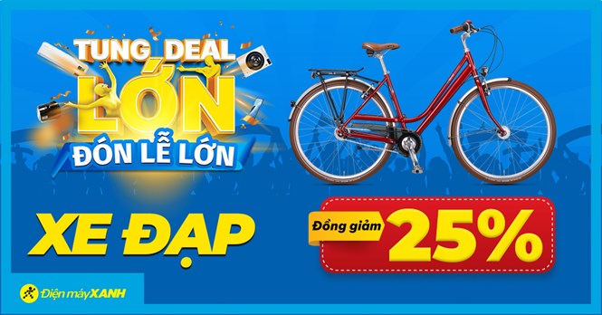 Tung Deal lớn - Đón lễ lớn: Xe đạp đồng giảm 25%, trả chậm 0% lãi suất, quà cực hấp dẫn, sắm ngay hôm nay!