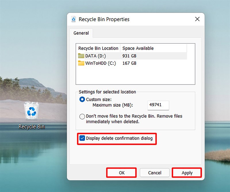 3 tuỳ chỉnh Recycle Bin trên Windows 11