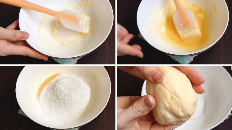 Trộn bột làm bánh quy trứng sữa mini