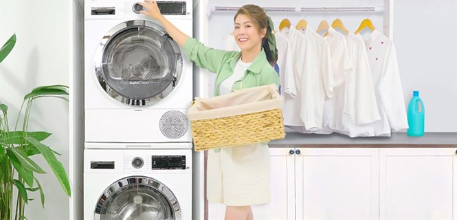 Hướng dẫn để máy giặt và máy sấy chồng lên nhau dễ dàng, đúng cách