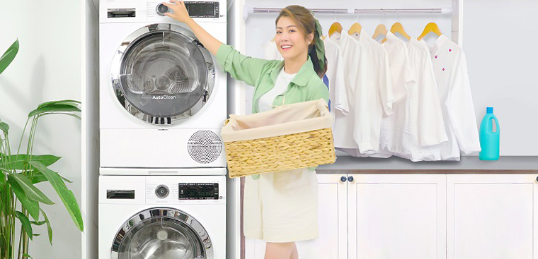 Hướng dẫn để máy giặt và máy sấy chồng lên nhau dễ dàng, đúng cách