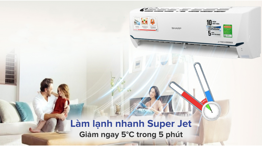 Các công nghệ nổi bật trên máy lạnh Sharp - Công nghệ làm lạnh nhanh Super Jet