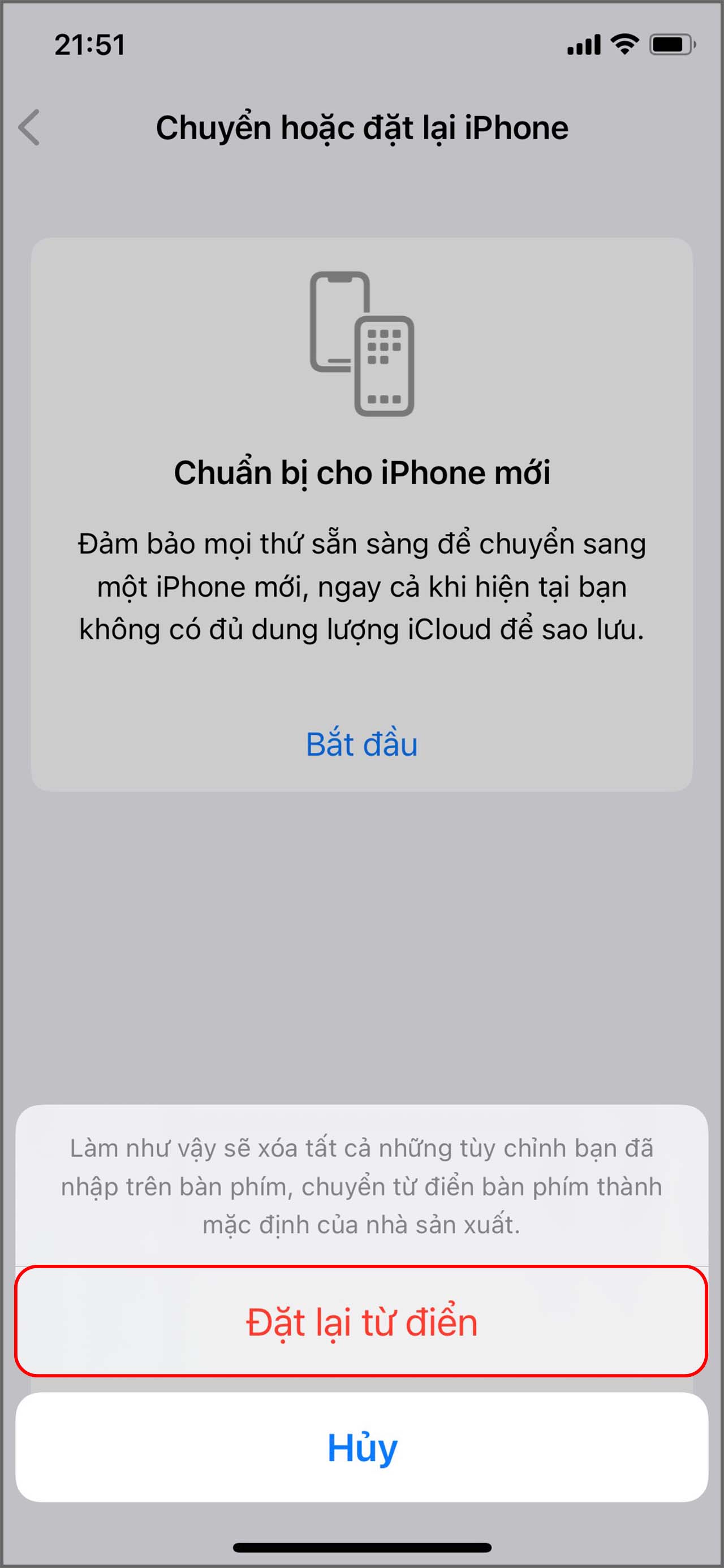 Đặt lại bàn phím iPhone