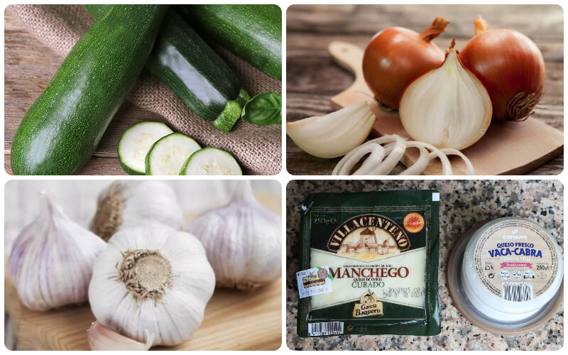 Ingredients for grilled zucchini with cheese