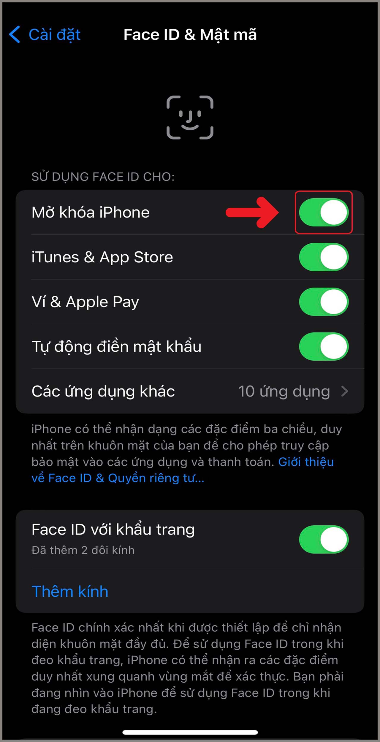 Face ID không nhận diện được