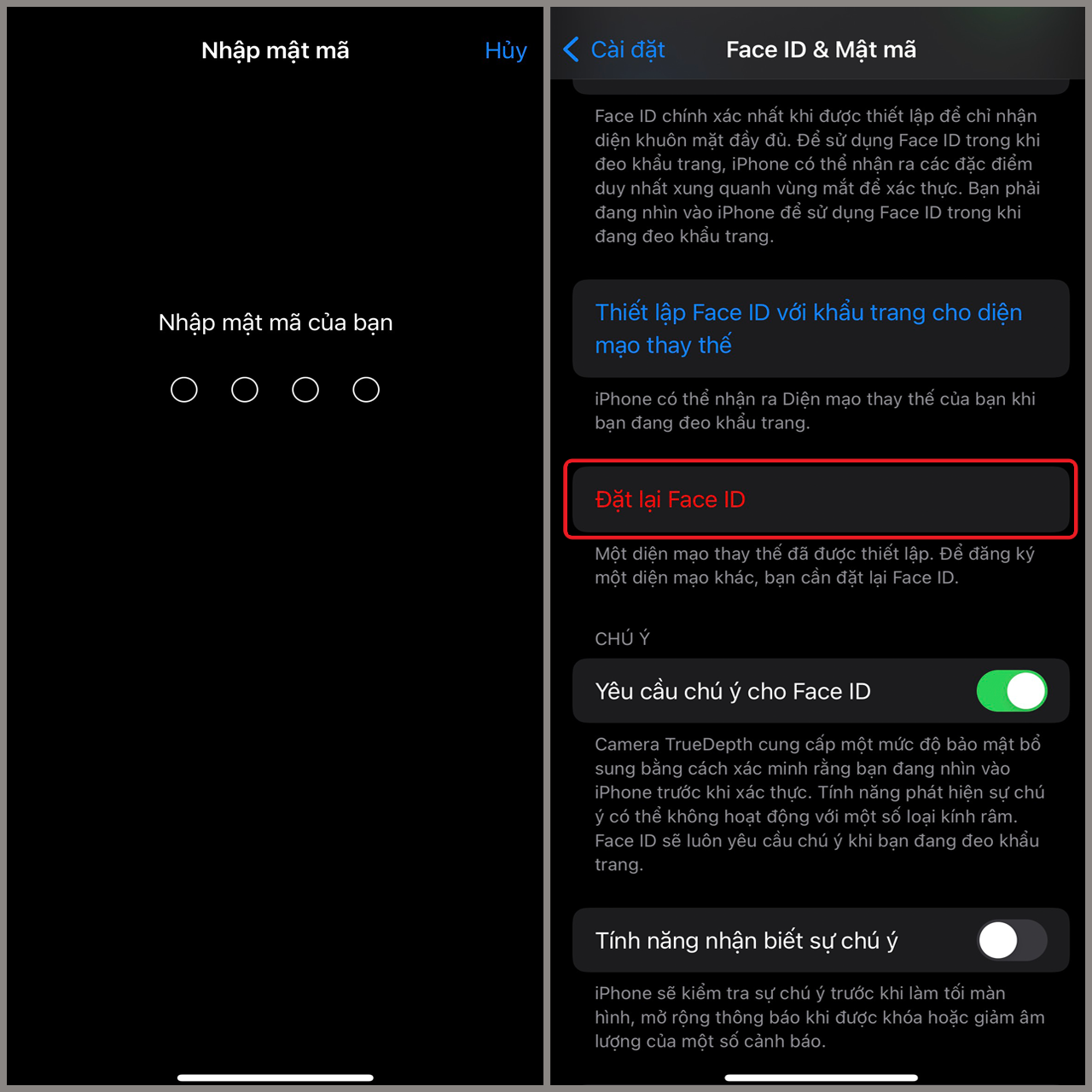 Face ID không nhận diện được