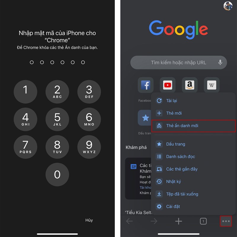 Cách khóa tab ẩn danh trên Chrome điện thoại iPhone