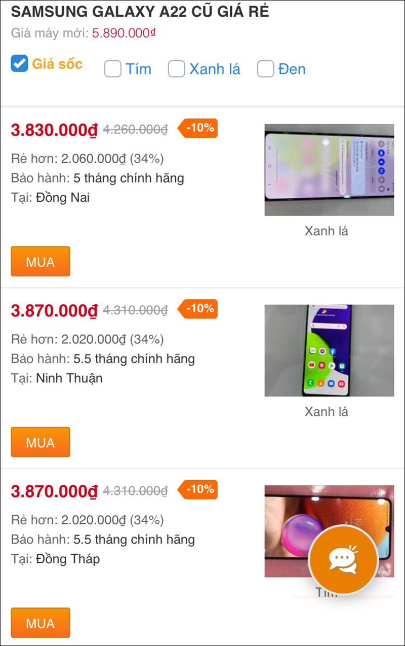 Samsung Galaxy A22 cũ Samsung Galaxy A22 cũ