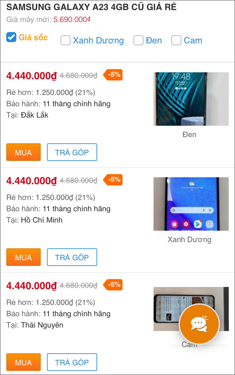 Samsung Galaxy A23 4GB cũ Samsung Galaxy A23 4GB cũ