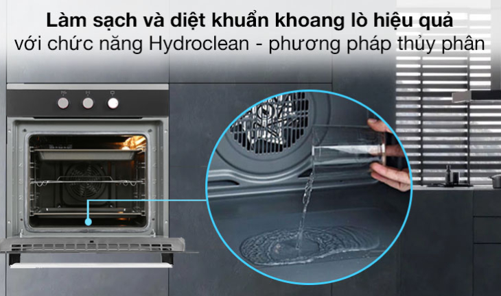 Kinh nghiệm mua lò nướng âm tủ phù hợp với không gian bếp gia đình bạn > Chế độ tự làm sạch sau khi dùng