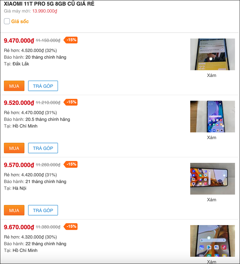 Đồng giảm sốc 15%, giá Xiaomi 11T Pro 5G cũ hiện tại chưa tới 10 triệu