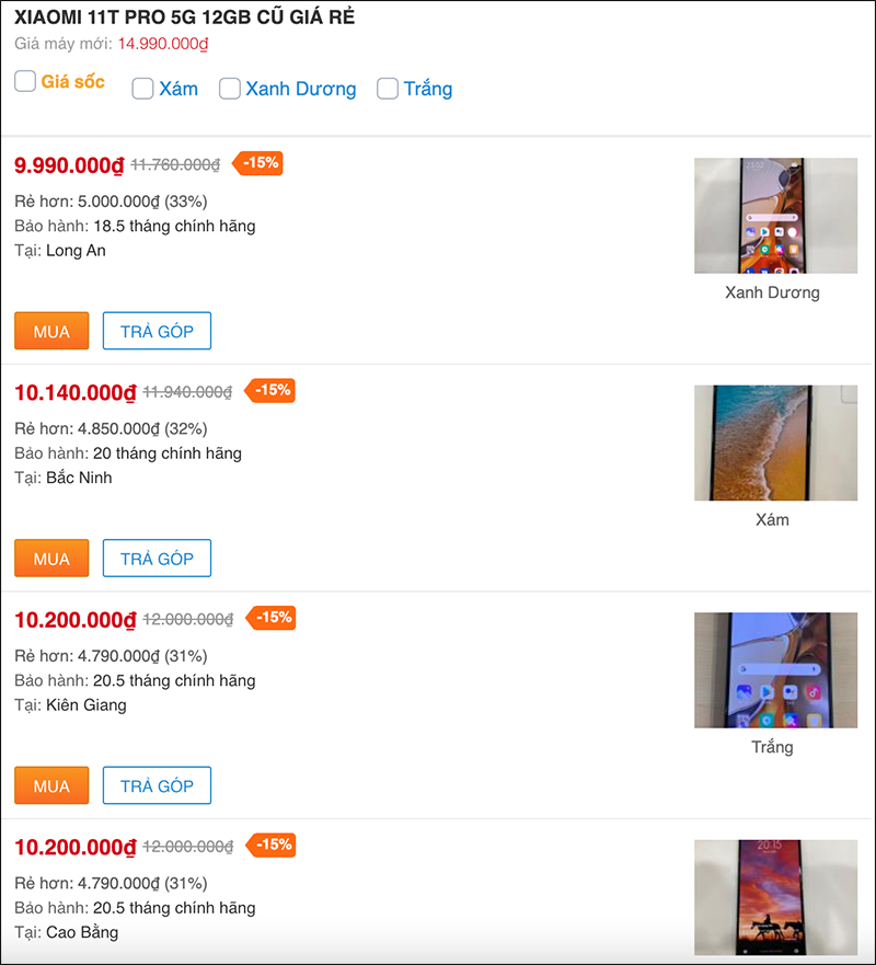 Đồng giảm sốc 15%, giá Xiaomi 11T Pro 5G cũ hiện tại chưa tới 10 triệu