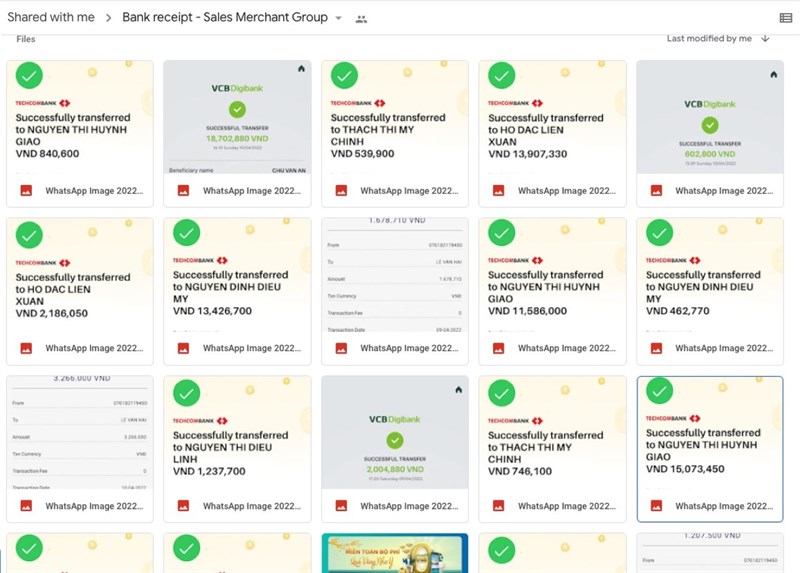 Chị T. đã tập hợp toàn bộ chứng từ giao dịch để chuyển đến cơ quan chức năng