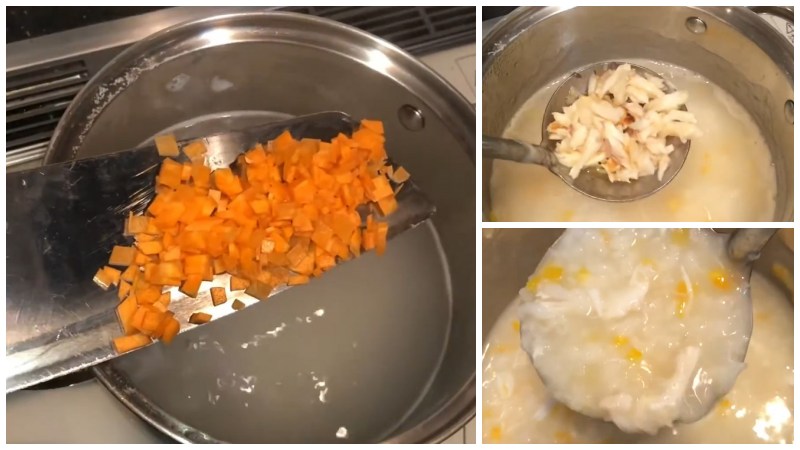 Nấu cháo ghẹ cà rốt