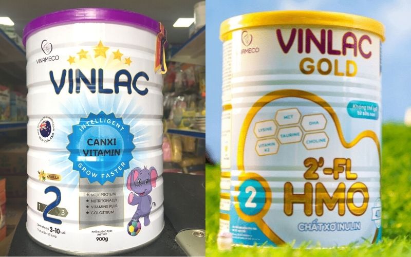 Sữa bột Vinlac số 2 và sữa bột Vinlac Gold số 2