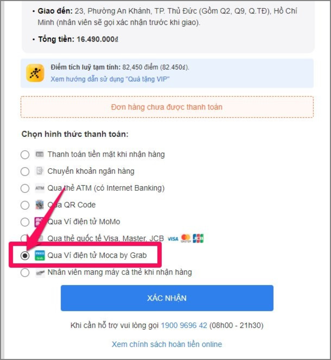 Nhập mã TGDD giảm 5% tối đa 400k cho đơn hàng từ 500k trở lên khi thanh toán qua Ví MOCA Nhập mã TGDD giảm 5% tối đa 400k cho đơn hàng từ 500k trở lên khi thanh toán qua Ví MOCA