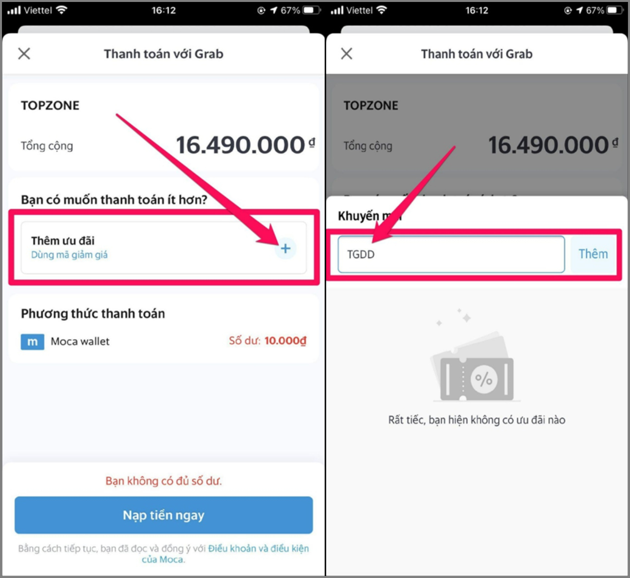 Nhập mã TGDD giảm 5% tối đa 400k cho đơn hàng từ 500k trở lên khi thanh toán qua Ví MOCA Nhập mã TGDD giảm 5% tối đa 400k cho đơn hàng từ 500k trở lên khi thanh toán qua Ví MOCA