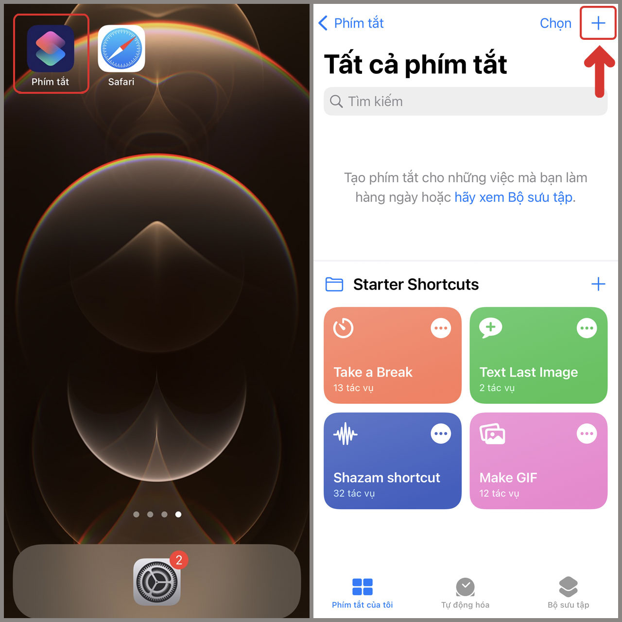 Shortcut iOS 14: Tận dụng tính năng Shortcut iOS 14 để tạo ra các tùy chọn ưu đãi chỉ trong một cái chạm. Tự thiết lập hoặc tải về các thiết lập phổ biến để sử dụng ngay lập tức. Tiện lợi và dễ dàng, giúp bạn tiết kiệm thời gian và năng lượng cho những việc quan trọng hơn.