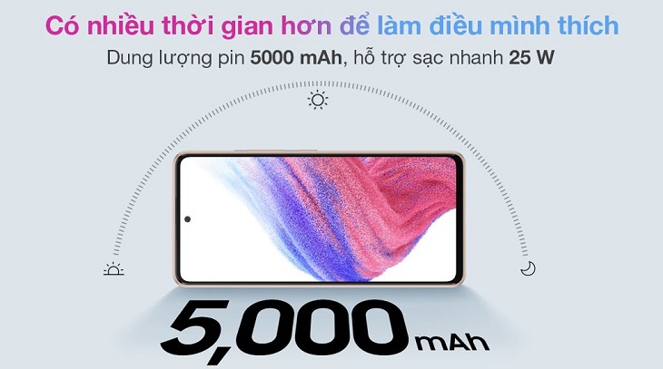 Samsung Galaxy A53 có viên pin mạnh mẽ