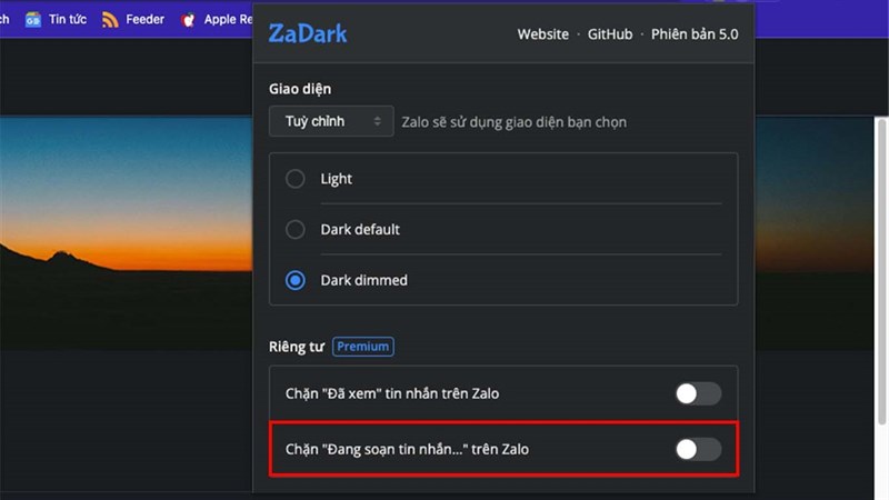 cách chặn hiển thị đang soạn tin nhắn trên Zalo