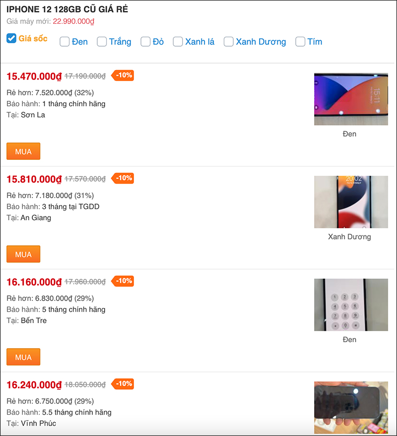 iPhone 12 và iPhone 12 mini cũ giảm sốc, giá chạm mốc từ 10.xx triệu