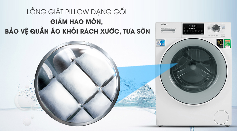 Máy giặt Aqua được làm từ chất liệu cao cấp, chịu lực tốt nên người dùng có thể an tâm