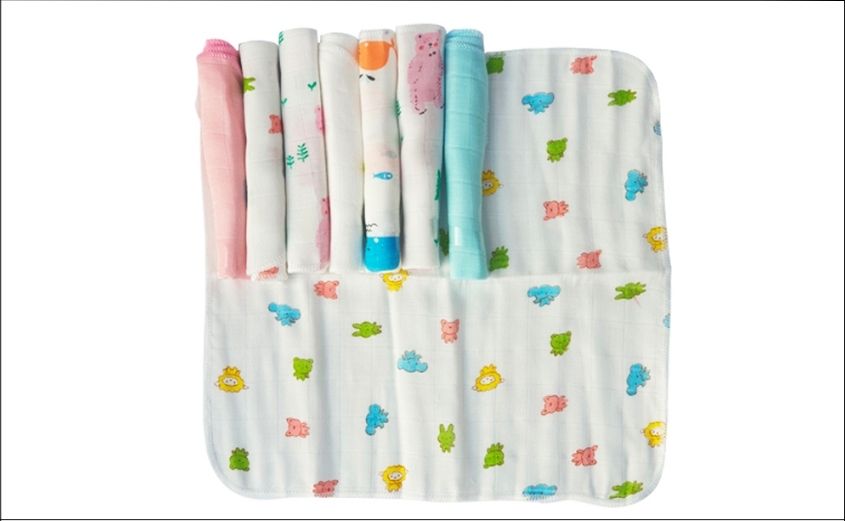 8 cái khăn sữa sợi tre KACHOOBABY 2 lớp 30x30 cm - Màu trắng