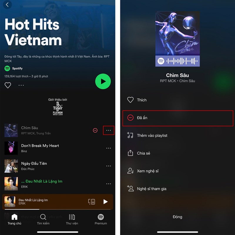 cách ẩn và hiện bài hát trong Spotify cách ẩn và hiện bài hát trong Spotify