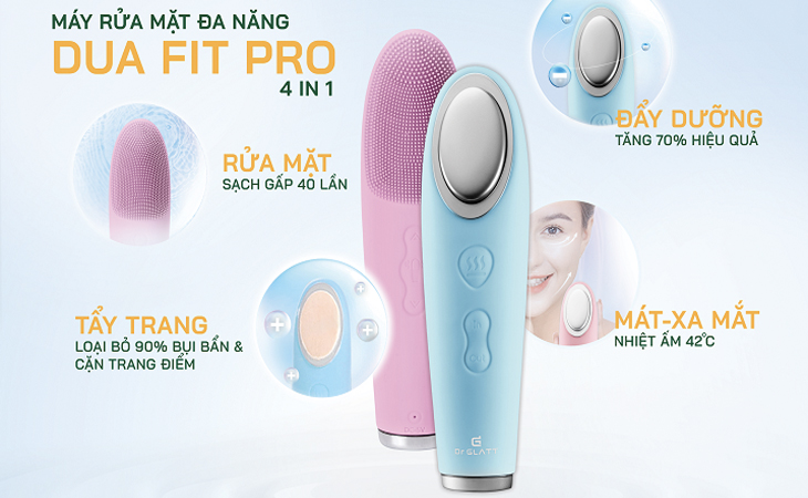 Dr Glatt là thương hiệu của nước nào? Những dòng sản phẩm nổi tiếng của Dr Glatt > Máy rửa mặt & đẩy tinh chất DUA FIT PRO