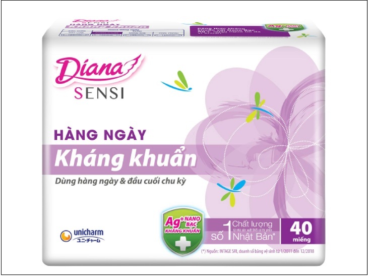 Băng vệ sinh hàng ngày Diana kháng khuẩn 40 miếng
