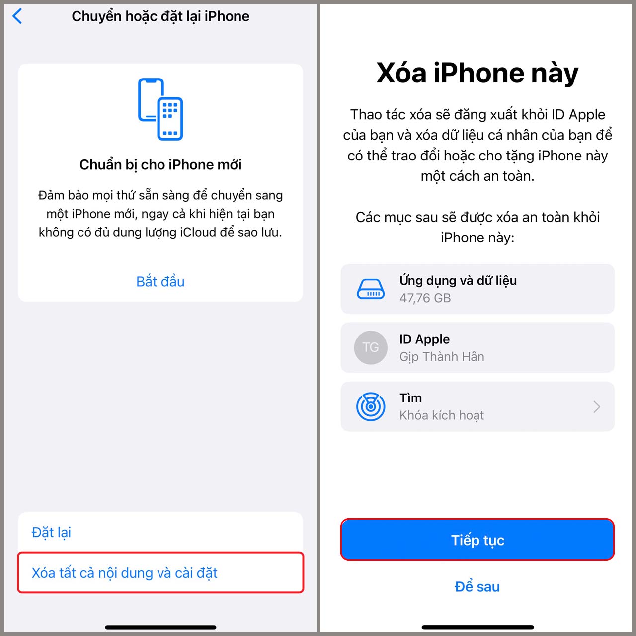 Làm sạch dữ liệu iPhone