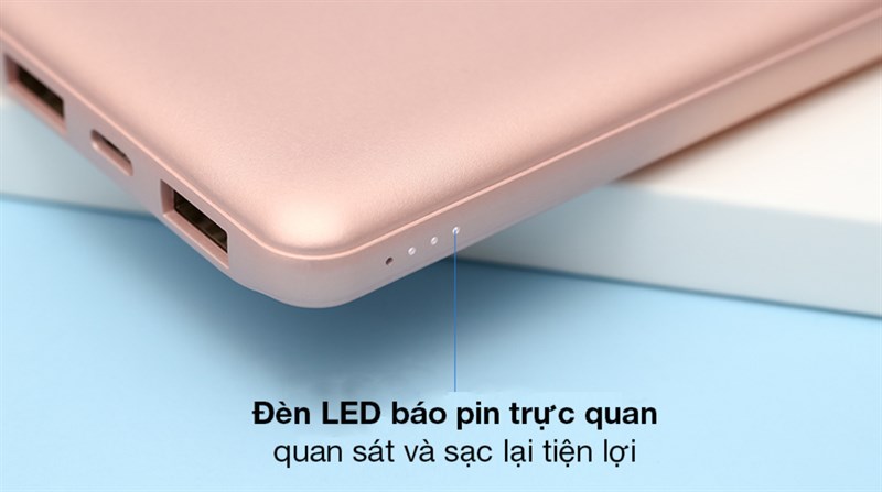 Đèn báo giúp dễ dàng theo dõi dung lượng pin còn lại.