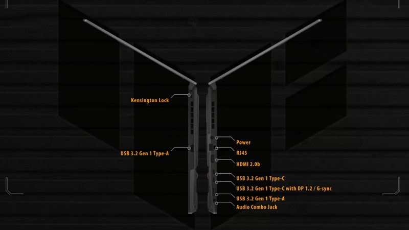 Các cổng kết nối được trang bị trên ASUS TUF Gaming A17 FA707RC