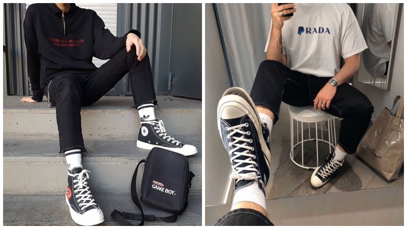 Phối đồ với giày converse đen