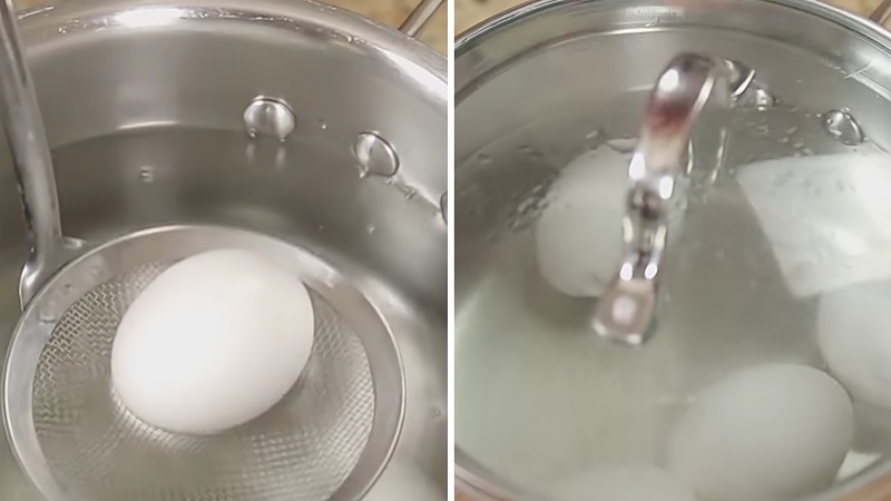 Bỏ từng ngược ngược trứng nhẹ nhàng vô vào trong nồi và che vung khoảng chừng chừng 17 phút