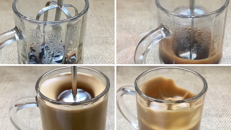 Dùng máy đánh trứng đánh bông cà phê