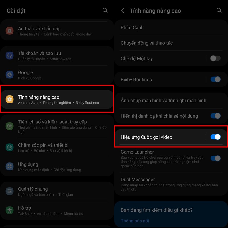 Đổi hiệu ứng cuộc gọi Đổi hiệu ứng cuộc gọi