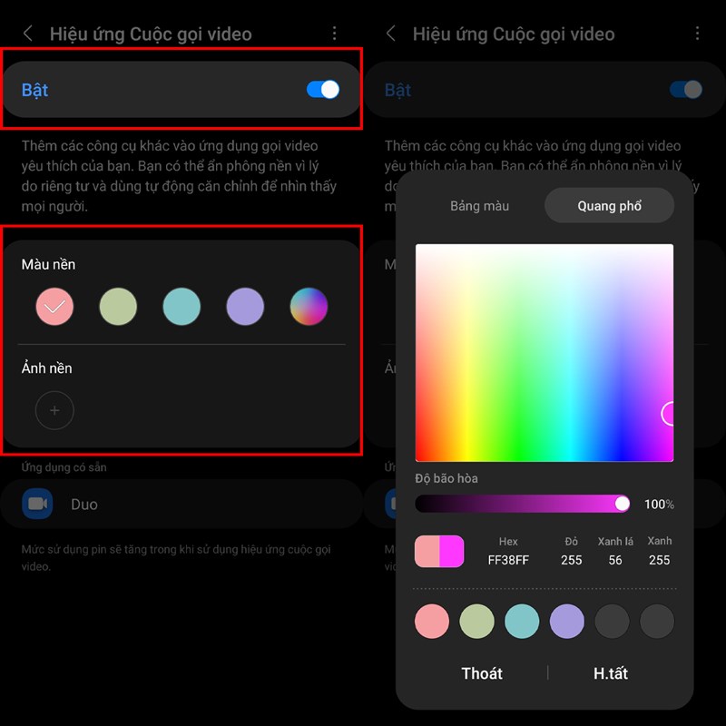 Đổi hiệu ứng cuộc gọi Đổi hiệu ứng cuộc gọi