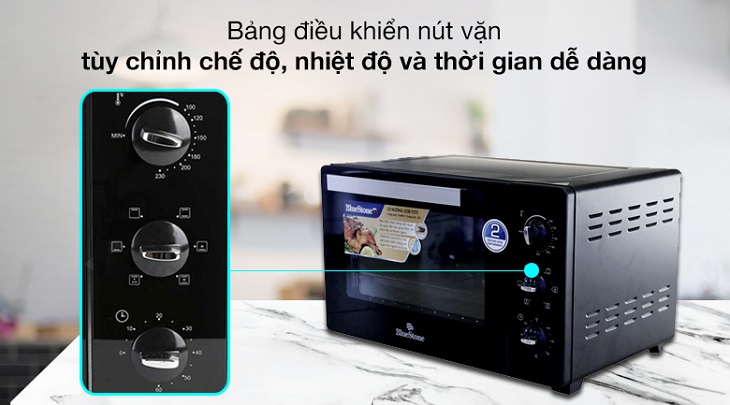 Lò nướng BlueStone EOB-7573 28 lít có khả năng nướng gà nguyên con khoảng 1.5 lít Lò nướng BlueStone EOB-7573 28 lít có khả năng nướng gà nguyên con khoảng 1.5 lít